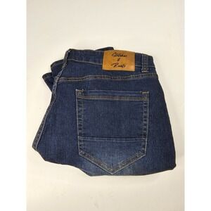 Men's Stitches & Rivets Size 34X32 Jeans Straight Fit Blue Dark Wash Denim Pants